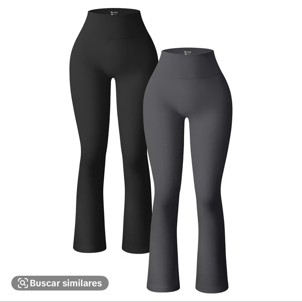 High-Waisted Black and Gray Flare Pants